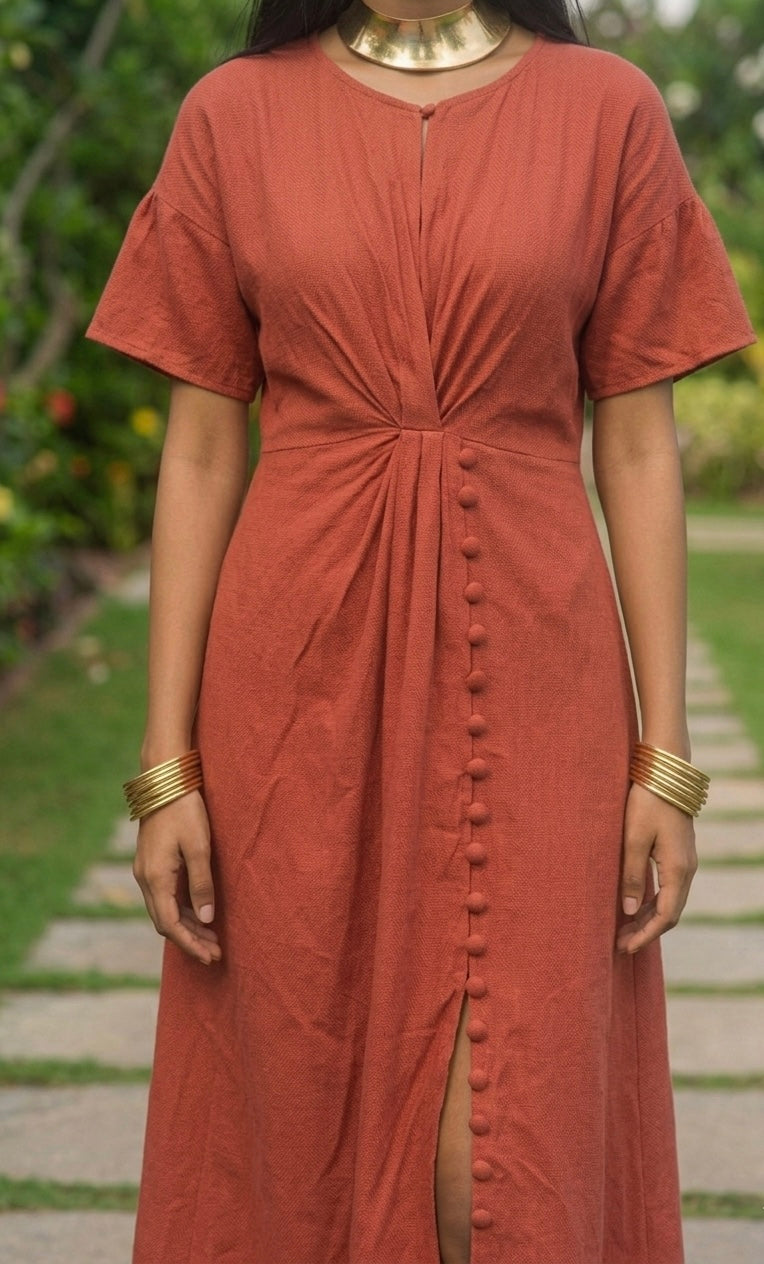 TERRACOTTA TWIST DRESS