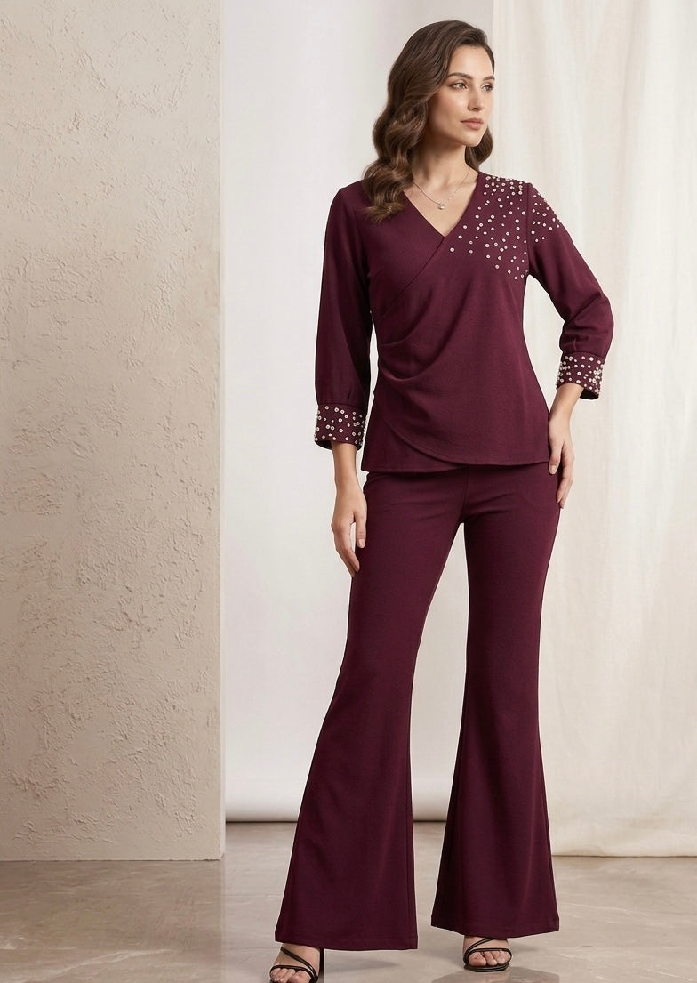 PLUM EMBROIDERED SET