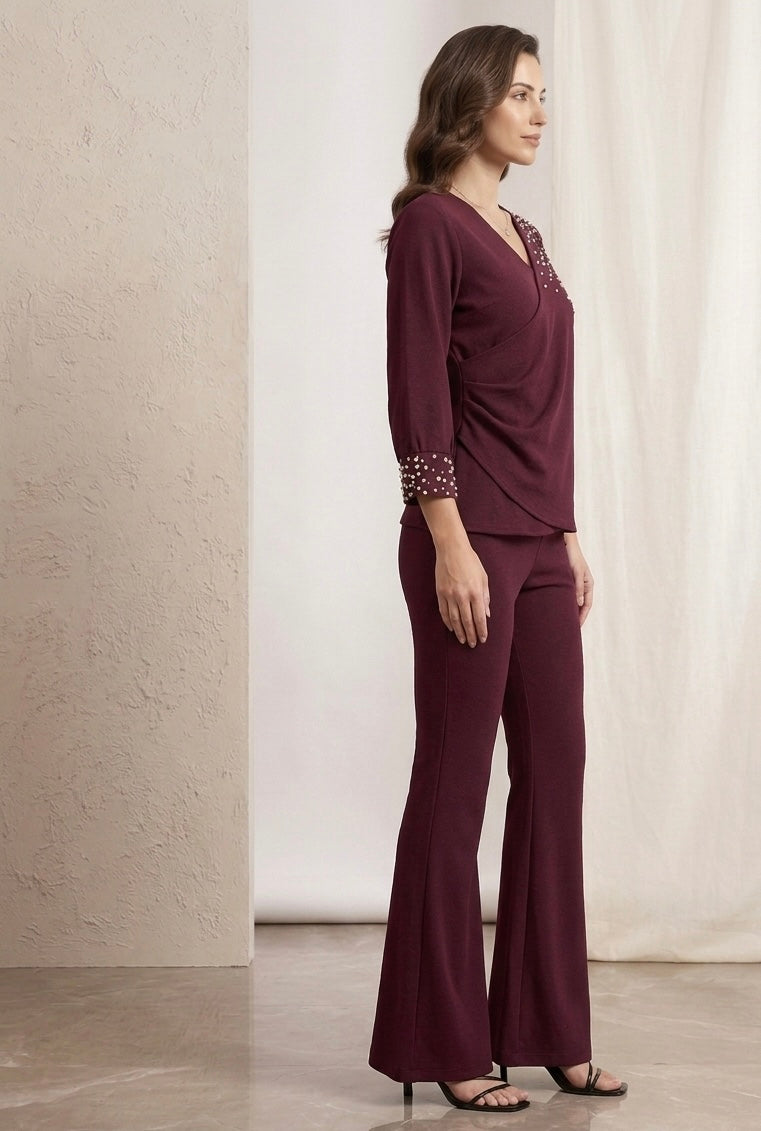 PLUM EMBROIDERED SET