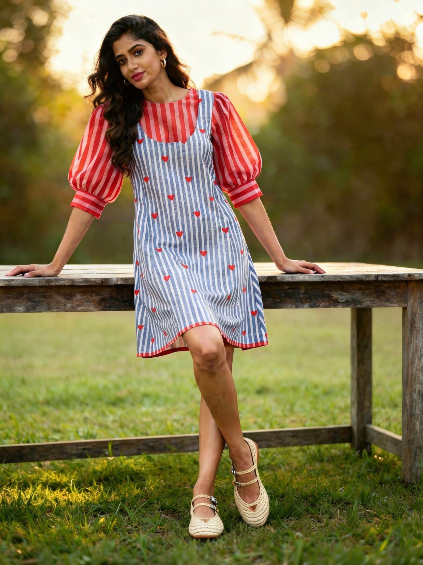 RED BLUE HEART DRESS