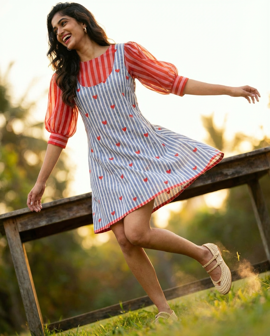 RED BLUE HEART DRESS